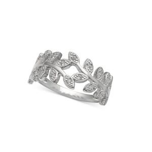 Giani Bernini Cubic Zirconia Vine Ring in Sterling  Silver Leaf Design Ring 9